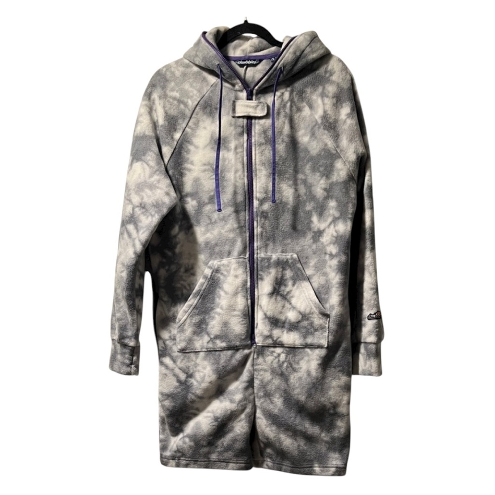 Chubbies Men’s Grey Purple Dazed and Amused The Chubbsie Fleece Romper Sz S EUC - Picture 3 of 9